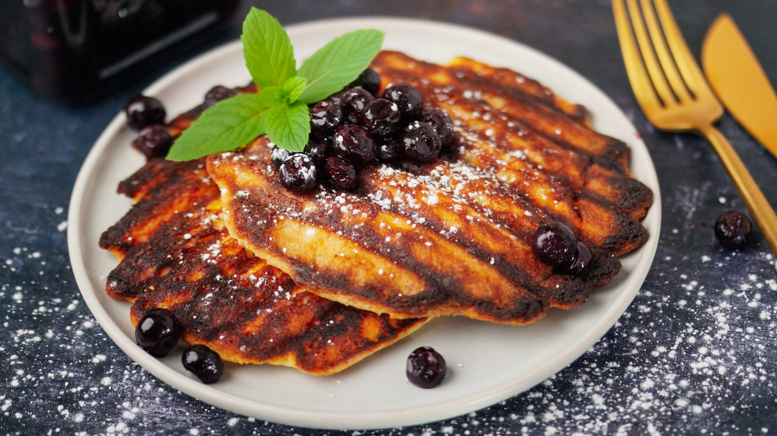 Grill-Pan Waffles with Berry Sauce